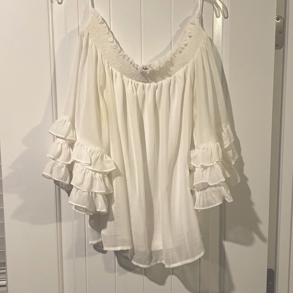 Off-the-shoulder Chiffon Blouse